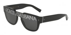 Dolce&Gabbana DG4356F Sunglasses 501/M-22, Dark Grey Tampo Deg Silver Lenses