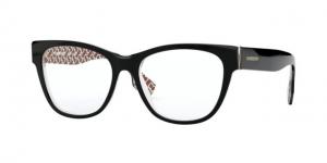Burberry BE2301 Eyeglass Frames 3822-53 - Top Black/Print Tb Red/Beige