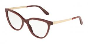 Dolce&Gabbana DG3315 Eyeglass Frames 3219-53 - Glitter Gold Striped Bordeaux DG3315321953
