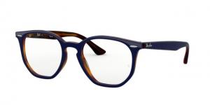 Ray-Ban RX7151F Eyeglass Frames 5910-52 - Top Blue On Havana Red