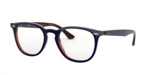 Ray-Ban RX7159F Eyeglass Frames 5910-52 - Top Blue On Havana Red