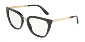 Dolce&Gabbana DG3314F Eyeglass Frames 3218-55 - Glitter Gold Striped Black
