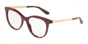 Dolce&Gabbana DG3316F Eyeglass Frames 3219-52 - Glitter Gold Striped Bordeaux DG3316F321952