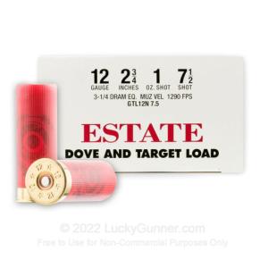 12 ga - 2-3/4" Lead Shot Dove and Target Load - 1 oz - #7.5 - Estate - 250 Rounds 0604544029678