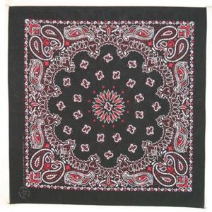 Fox Outdoor Cotton Bandanna, Black, Red, and White Paisley, 83-35 