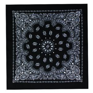 Fox Outdoor Cotton Bandanna, Black Paisley, 83-01