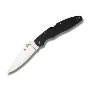 Spyderco C07GP4 Police 4 with Black G-10 Handle and Satin Finish K390 Tool Steel 4.439" Clip Point Plain Edge Blade Model 07GP4