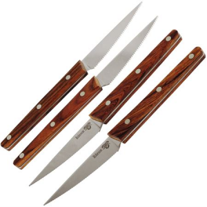 Ontario Knives 6416 Robeson 4 Piece Viking Kitchen Knife with Brown Cocobolo Wood Handle