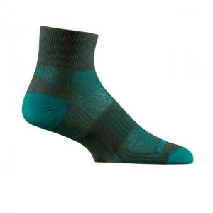 Wrightsock Double Layer CoolMesh II Quarter Sock, Ash/Turquoise, Large, 8053.3201