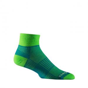 Wrightsock Double Layer CoolMesh II Quarter Sock, Blue/Green, Large, 8053.2201