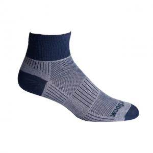 Wrightsock Double Layer CoolMesh II Quarter Sock, Lt Grey/Navy, Large, 8053.6201