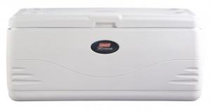 Coleman 150 Quart Heritage Enthusiast Marine Cooler W/ Dry Storage Tray, White, Holds 223 Cans 3000001526 3000001526