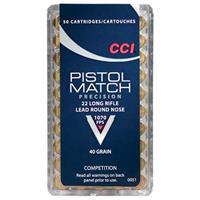 CCI Pistol Match, .22LR, LRN, 40 Grain, 50 Rounds 