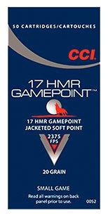 CCI Gamepoint .17HMR 20GR Jacketed Soft Point 50Rds 52