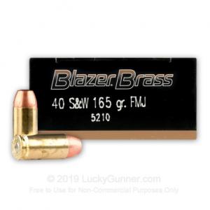 40 S&W - 165 Grain FMJ - Blazer Brass - 1000 Rounds 