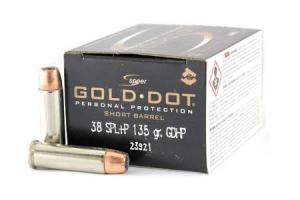 SPEER AMMUNITION 38 Special +P 135 gr GDHP Gold Dot Short Barrel 20/Box 076683239211