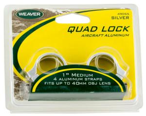 Weaver Mounts 49057 Quad-Lock Rings Quad Lock Extra High 1" Diameter Silver 076683490575