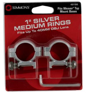 Simmons 49173 Weaver Ring Set 1" Dia High Silver