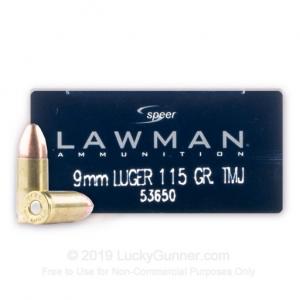 9mm - 115 Grain TMJ - Speer LAWMAN - 1000 Rounds 53650