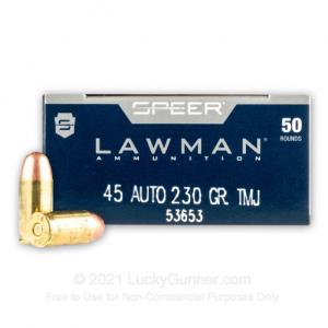 45 ACP - 230 Grain TMJ - Speer LAWMAN - 1000 Rounds 53653