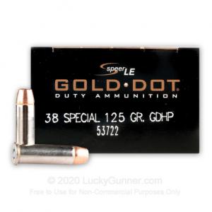 38 Special - 125 Grain JHP - Speer Gold Dot - 50 Rounds 53722