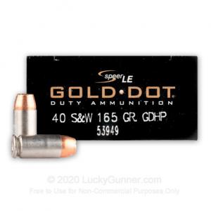 40 S&W - 165 gr GDHP - Speer Gold Dot - 50 Rounds 53949