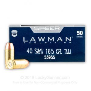40 S&W - 165 Grain TMJ - Speer LAWMAN - 1000 Rounds 53955