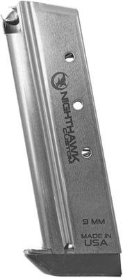 Nighthawk Custom 9mm, Officer, 8 Round, Welded Base, Flat Follower, With Base Pad, MG0041 MG0041