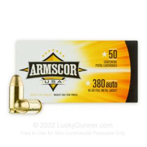 Armscor USA .380 ACP Ammunition 95 Grain Full Metal Jacket 0812285020938