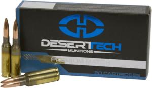 Desert Tech Premium Match 6.5mm Creedmoor, 140 grain, Open Tip Match Boat-Tail Brass Cased Centerfire Rifle Ammo, 20 Rounds, DTM-650140-BX 0813865021482
