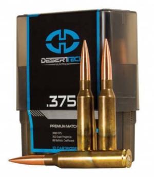 Desert Tech Premium Match .375 Cheyenne Tactical, 352 grain, Open Tip Match Boat-Tail Brass Cased Centerfire Rifle Ammo, 10 Rounds, DTM-375352-BX 0813865021512