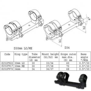 Sako TRG Optilock Scope Mount, 3 Ring - 30mm Diameter, Med, 37/38mm Height, S151F917