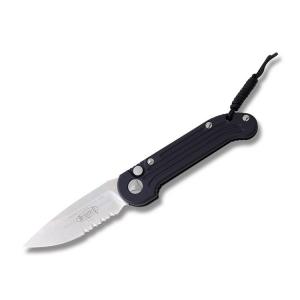 Microtech LUDT Automatic Knife with Black Anodized Aluminum Handle and Stonewash Coated Elmax Steel 3.375" Drop Point Blade Model 135-11 084176810532