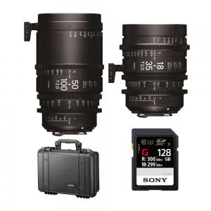 Sigma 18-35mm T2 and 50-100mm Cine High-Speed Zoom Lenses for Canon EF with Case and 128GB SD Card Bundle WZQ966_K1