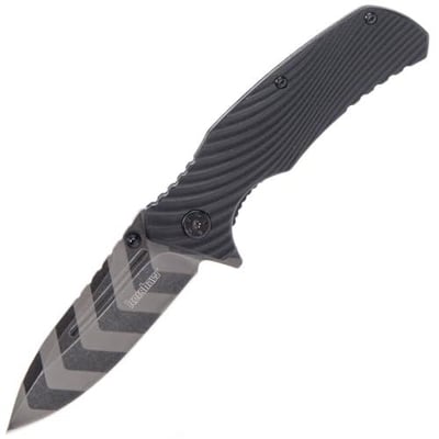Kershaw Trace Tigerwashed Pocket Knife Bushkraft Knife 8Cr13MoV Steel Handle Made of Black TPR 087171044422