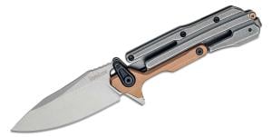 KERSHAW Frontrunner KVT Flipper Knife 2.9" Clip Point Blade - Gray PVD SS Handle 
