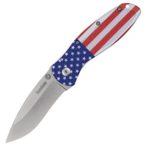 Kershaw Blur-USA Flag Folding 3.4" Stonewashed Blade 