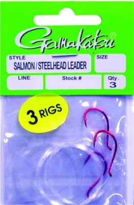Gamakatsu Salmon/Steelhead Leader, Needle Point, Octopus, 10 lb, Red, Size 1/0, 3 Per Pack, 217311-10