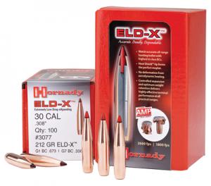 Hornady 30 Caliber Bullets 200 Grains, Boat Tail, ELD-X, Per 100 090255230765