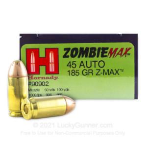 45 ACP - 185 Grain Z-Max - Hornady - 200 Rounds 090255909026