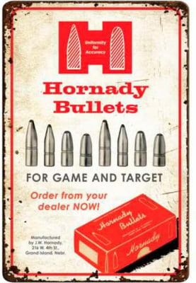 Hornady Tin Sign, Bullets Rustic, 99145 99145