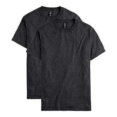 Hanes mens Beefy Short Sleeve Tee Value Pack (2-pack) (Availble in Tall) T Shirt, Charcoal Heather, X-Large US 090563040810