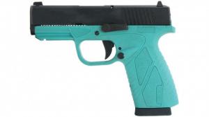 Bersa BPCC 9mm Luger Semi Auto Pistol 3.3" Barrel 8 Rounds Turquoise Polymer Frame Matte Black Slide Finish BP9TBMCC
