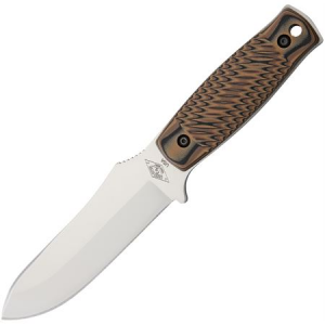 CS Green River Tactical 40903HB1 Hyena Fixed Drop Point Blade Knife with Deeply Grooved Fabricated Hyena Brown G-10 Handles