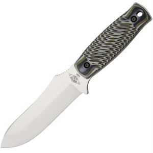 CS Green River Tactical 40903PG1 P Ator Fixed Drop Point Blade Knife with Deeply Grooved Fabricated Green and Brown G-10 Handles