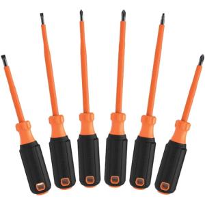 Klein Tools Insulated Screwdriver Set, 1000V, 6Piece, Orange/Black, 85076INS 85076INS