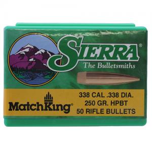 Sierra MatchKing Hollow Point Boat Tail Bullets .338 Caliber 250 Grain 338 Diameter  50rds 092763026502