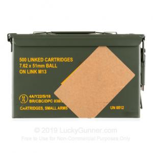7.62x51mm - 148 Grain FMJ M13 Linked - Magtech - 500 Round Ammo Can 762A-LK