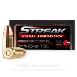 9mm - 124 Grain TMJ Non-Incendiary Visual Tracer - Ammo Inc. Streak - 1000 Rounds 0928202214633