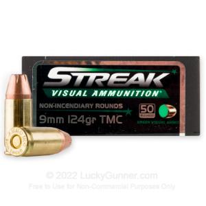 9mm - 124 Grain TMJ Non-Incendiary Visual Tracer - Ammo Inc. Streak - 1000 Rounds 0928202214634